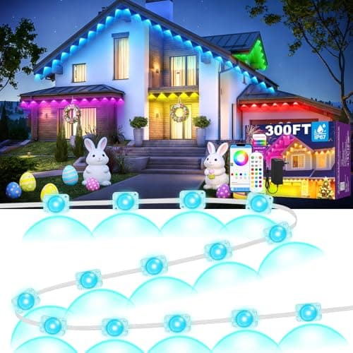 MUCCCUTE Permanent Outdoor Lights for Holidays Easter 300ft RGB House Light w/App & Remote Control Smart Rainbow LED IP67 Waterproof for New Year Christmas Roof Eaves Garden Décor All Year Around - Image 1