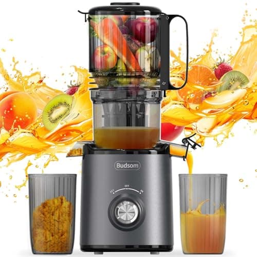 Budsom Cold Press Juicer Machine: 300W Slow Masticating Juicer for Whole Fruits & Vegetables, 5.3" Wide Feed Chute, High Juice Yield, Easy to Clean, Quiet 55 RPM, Juice Extractor for Home & Kitchen - Image 1