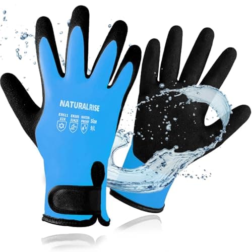100% Waterproof Gloves for Men & Women,Winter Work Gloves for Cold Weather,Waterproof Work Gloves with Grip,Winter Freezer Gloves for Working,Gardening, Fishing, Construction Worker (Blue,Medium) - Image 1