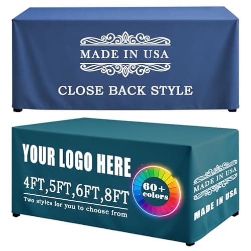YOUYINYOU Shipping Next Day Custom Table Cloth with Logo Image Text 4/5/6/8/10FT for Business Tradeshow Events Company School Shop Other Important Events (120" L x 89" W) - Image 1