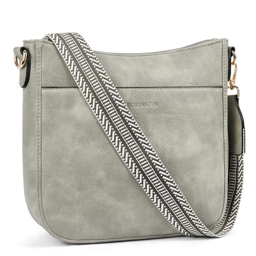 BOSTANTEN Crossbody Bags for Women Trendy Vegan Leather Hobo Purses Shoulder Handbags With Wide Shoulder Strap Sky Grey - Image 1