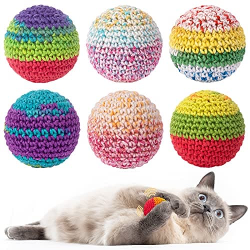 Retro Shaw Cat Toys Balls, Yarn Cat Ball with Bell Inside, Kitten Toys for Indoor Cats Kitty, Interactive Cat Nip Chew Toys for All Pet Breed 6 Pack - Image 1