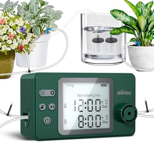 Automatic Watering System Dual Pump for Indoor Plants, Built-in Rechargeable Battery, Two Independent Water Zones, Worry-Free Vacation Drip Irrigation Kit, Water-Saving Smart Plant Waterer, Green - Image 1