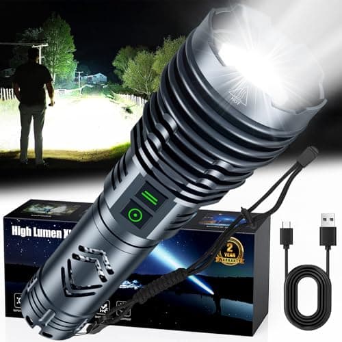 Rechargeable Flashlights High 5500.000Lumens,Super Bright LED Flashlight,Tactical Powerful Waterproof Handheld Flashlights with Zoomable 6Modes,USB Output&24H Long Life Battery for Emergency Camping - Image 1