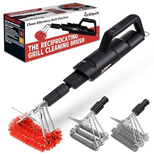 GrillSpark Electric Grill Brush – Reciprocating Motor Grill Cleaner (600/720 Strokes/min), 3 Interchangeable Brush Heads Including Bristle-Free Options, Ideal BBQ Gift for Dads & Grill Lovers - Image 1
