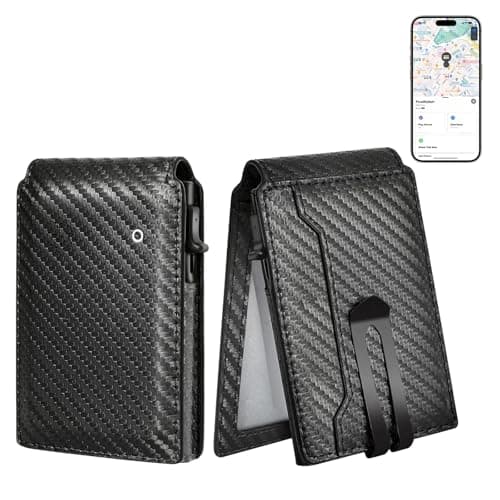 Auskang Gift Wallet for Men, Smart Wallet with Tracker, AirTag Wallet Substitute, Minimalist Leather Pop Up Card Holder Works for Find My App, RFID-Blocking Mens Wallet with Money Clip - Image 1