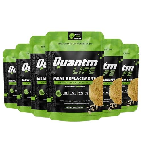 Quantm Life Cookie Mix, Gluten Free, Plant-Based Meal Replacement Plan with Hemp Protein, Rich in Fiber, Low in Sugar, No Preservatives or Artificial Sweeteners, 18 oz, 6 Pack 1-Month Supply - Image 1