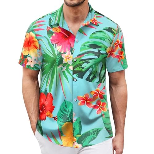 Hawaiian Shirt for Men Short Sleeves Tropical Printed Casual Button Down Summer Beach Floral Shirts - Image 1