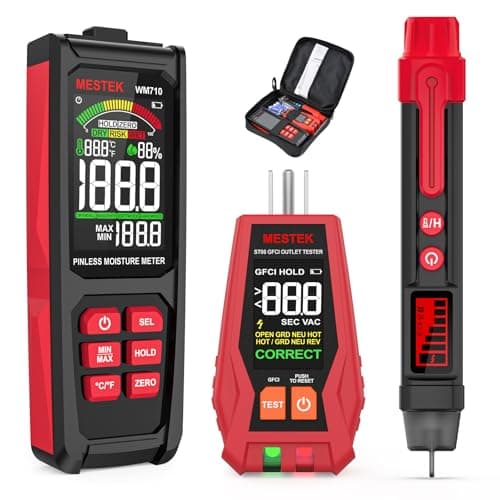 MESTEK Home Inspector Tool Kit with GFCI Outlet Tester, Moisture Meter, Upgraded AC50 Non-Contact Voltage Tester Pen, Electric Tester Kit with Carrying Case, Batteries - Image 1