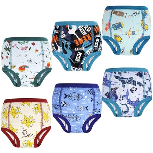MOEMOE BABY Training Underwear 6 Packs 100% Cotton Absorbent Potty Training Pants for Toddler Boys and Girls 9 Years - Image 1
