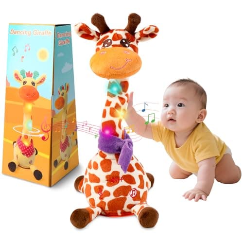 JISONCASE Talking Dancing Giraffe Baby Toy, Adjustable Volume Tummy Time Toy Repeating What You Say, Singing Mimicking Recording Sensory Education for Toddlers Boy Girls - Image 1