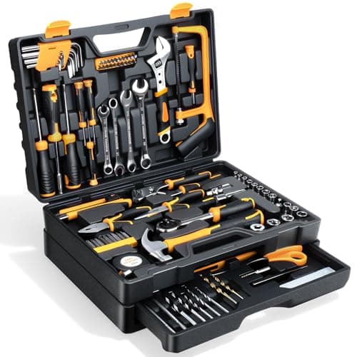 Tool Set- 412 Piece Home Repair/Auto Tool Kit, Storage Organizer with Drawers, Toolbox Storage Case for Women & Men, Perfect for Homeowner, Diyer, Handyman, DIY- Yellow - Image 1