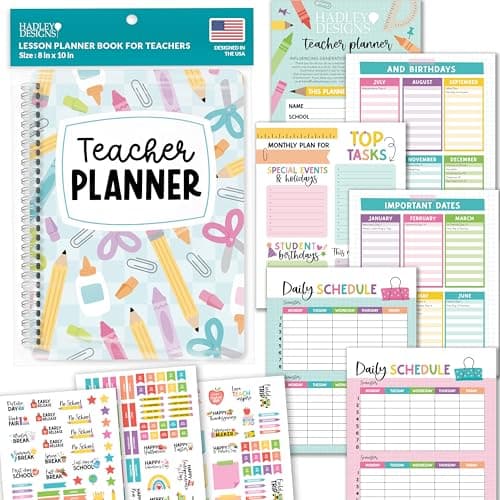 Hadley Designs Teacher Planner 2026-2027 – Undated Teacher Planners, Homeschool Lesson Planner Book for Teachers Must Haves, Lesson Plan Book For Teachers Classroom Supplies & Appreciation Gifts - Image 1