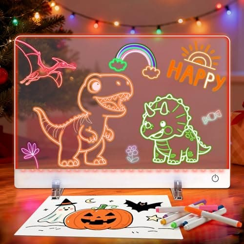 16 inch LED Drawing Board for Kids Dry Erase Board, 14"X10" Rechargeable Drawing Tablet,7 Color Lights Up Acrylic DIY Custom Neon Sign for Party Decoration,Birthday Gift for Girls Teen 3-12 Year Old - Image 1