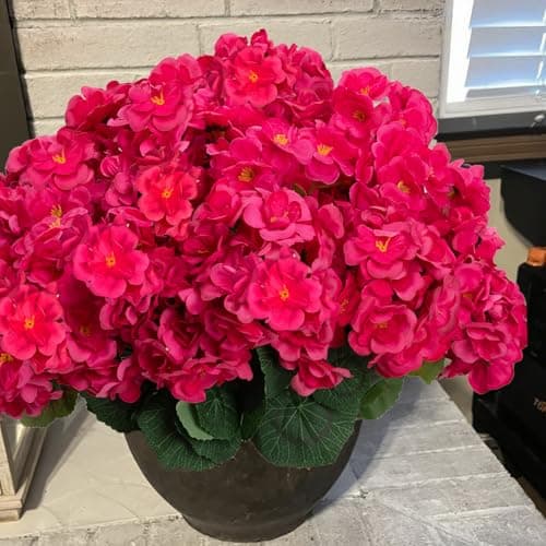 BSMYBO 6PCS Artificial Geraniums Outdoor Flowers, Faux Geraniums Artificial Flowers Plants Outdoor UV Resistant Plants, Realistic Silk Flowers for Cemetery, Front Porch Decor, Table Centerpiece - Image 1