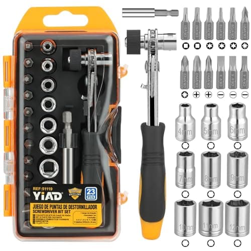 24 in 1 Magnetic Ratchet Screwdriver Set,Magnetic Screwdriver CR-V Steel Multi Bit Metric Sockets 1/4” Extension Bar,Quick-Switch Ratchet Portable Compact Repair Tool Kit for Home,DIY,Bike,Furniture - Image 1