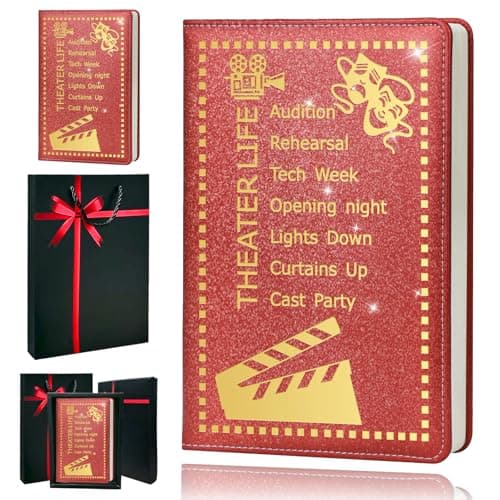 QDWXDEL Theater Gifts,A5 Hardcover Leather Journal for Women - 200 Pages Premium Paper Notebook,Theater Journal with 180° Lay Flat Design for Daily Diary (Theater Red) - Image 1