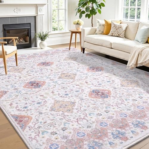 Vanmoos 5x7 Area Rugs for Living Room, Bedroom - Machine Washable, Non-Slip Bedside Rug, Large Soft Floor Carpet for Office, Dining Room, Farmhouse and Home Decor, Charm/Beige - Image 1