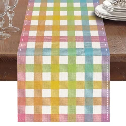 Oeyliz Easter Table Runner Easter Table Decorations Spring Holiday Kitchen Dining Table Decoration for Indoor Outdoor Farmhouse Kitchen Dinning Room Home Party Decoration 13 x 72 Inch - Image 1