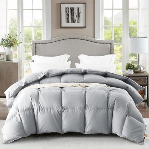 WarmKiss Twin Size Down Comforter, Luxurious All-Season Duvet Insert with noiseless Skin-Friendly Tencel Blend Cover, Cloud-Soft & Breathable, 8 Corner Tabs, Machine Washable, Grey (68" x 90") - Image 1