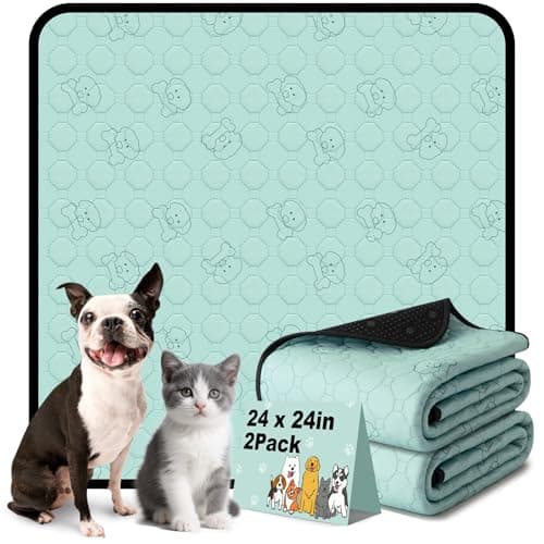 Washable Pee Pads for Dogs, 24"x24" 2 Pack Reusable Puppy Training Pads, Super Absorbent Waterproof Leak-Proof Dog Pee Pads, Non-Slip Bottom, Heavy Duty Whelping Pads for Crate, Playpen, Bed, Floor - Image 1