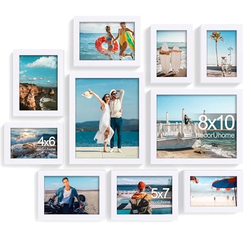 decorUhome Picture Frames Collage Wall Decor for Photo Gallery Display, Assorted Picture Frames set of 10 Including Two 8x10 / Four 5x7 / Four 4x6 for Family Wall Decor, White, 10 Pack - Image 1