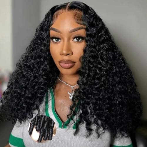Burmese Curly 250% Density Drawstring Wig 13x4 HD Lace Front Wigs Human Hair Glueless Pre Plcuked Pre Cut Pre Bleached Konts Burmese Curly Wig for Black Women 100% Unprocessed Virgin Hair 20inch - Image 1