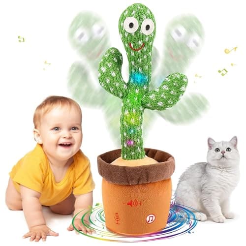 MILEGI Dancing Talking Cactus Baby Toys 6-12 Months, Singing Cactus Baby Toy Mimicking Toy, Repeats What You Say, Interactive Light Up Toddler Infant Toys Gifts, Sing+Dancing+15S Recording+LED - Image 1