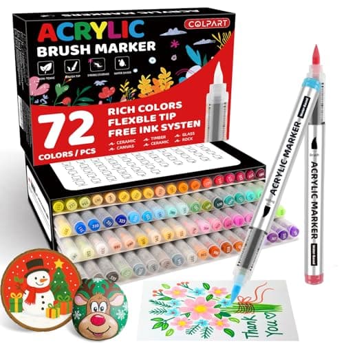 72 Colors Acrylic Paint Markers, Soft Brush Tip Paint Pens and Paint Markers, Acrylic Paint Pens for Wood, Christmas Gifts,Stone,Canvas,Pumpkin,Glass,Egg,Rock Painting and DIY Crafts Art Supplies - Image 1