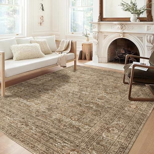 Washable Area Rugs, Bohemian Large Carpet for Living Room Bedroom,8'x 10' Brown