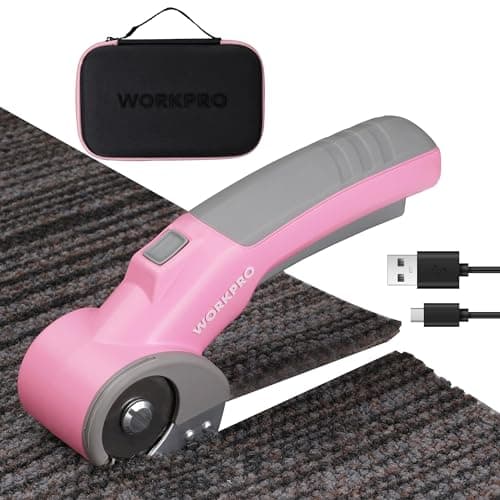 WORKPRO Cordless Electric Scissors, 4V Rotary Cutter for Cardboard Carpet Leather Plastic, 2000mAh Rechargeable Powerful shears with Storage Case - Image 1