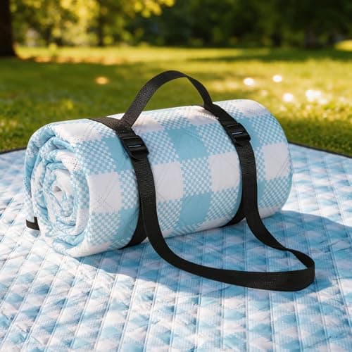sapsisel Picnic Blankets, Waterproof Picnic Blanket for 6-8 Adults, 80''x80'' Extra Large Beach Blanket, Picnic Mat for Camping, Beach, Grass and Park - Image 1