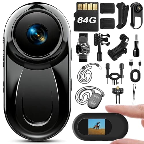 JYSECURE Upgraded 1080P Mini Wearable Body Worn Camera with Audio & Video Recording,Sports Action Camera,Thumb Size POV Cam,Magnetic Back Clip Camcorder for Cycling,Work,Guard,Trave,64GB,Black - Image 1