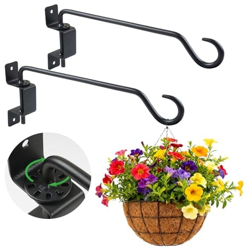 12 Inch Swivel Plant Hanger 2 Pack – Heavy Duty Wall Mount Plant Brackets with 360° Adjustable Hook, Rust-Resistant Metal Outdoor Plant Hangers for Flower Baskets, Bird Feeders, Lanterns & Wind Chimes - Image 1