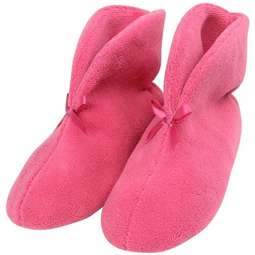 Forfoot Slipper Boots, Winter Slippers Indoor and Outdoor Booties for Women Cute Novelty Non Skid Home House Shoes Rose Red Fluffy Women Slipper Boot Size 10-11 - Image 1