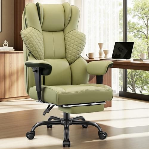 FelixKing Big and Tall Office Chair 500lbs - Ergonomic Desk Chair with Footrest, Scratch-Resistant PU Leather Computer Chair, 4D Lumbar Support Gaming Chair, Comfy Reclining Swivel Work Chair, Green - Image 1
