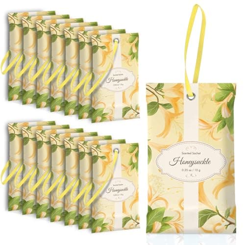 SCENTORINI Scented Sachets for Drawers and Closets, Honeysuckle Scent 14 Pack, Long-Lasting Sachets Bags Wardrobe Freshener for Dresser, Closets, Clothes Storage, Suitcases - Image 1