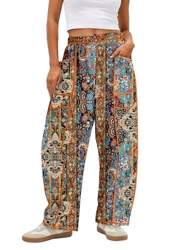 Magritta Women's Trendy Pants Loose Fit High Waisted Wide Leg Palazzo Pants with Drapey Fabric and Slimming Effect Colorpattern X-Large - Image 1