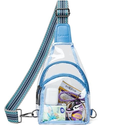 LATMAP Clear bags Stadium Approved Crossbody Fanny Pack Sling Bag Backpack Purses for Women Men for stadium events Unisex Blue - Image 1