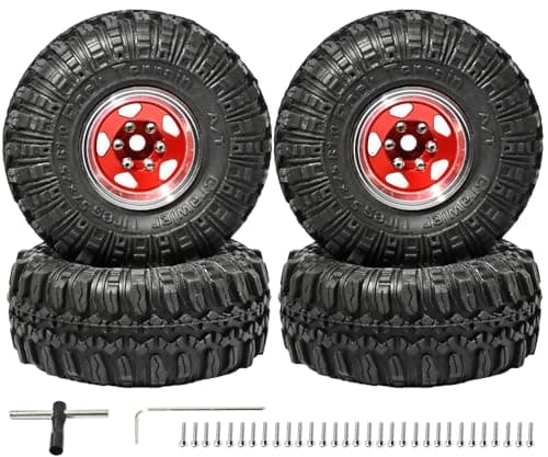 RcThjia 1.0 Beadlock Wheel Soft Tire Set RC Upgrade Part for Traxxas 1/18 TRX4M 1/24 RC Crawlers car Axial SCX24 FMS FCX24 Gladiator Bronco C10 JLU Deadbolt B17 Upgrade.(4Pcs/Set) - Image 1