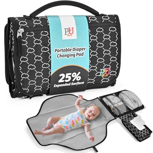 Portable Diaper Changing Pad - Changing Pad Portable with Wipes Pocket, Waterproof Diaper Changing Mat, Portable Changing Pad for Baby, Newborn Gift (Black) - Image 1