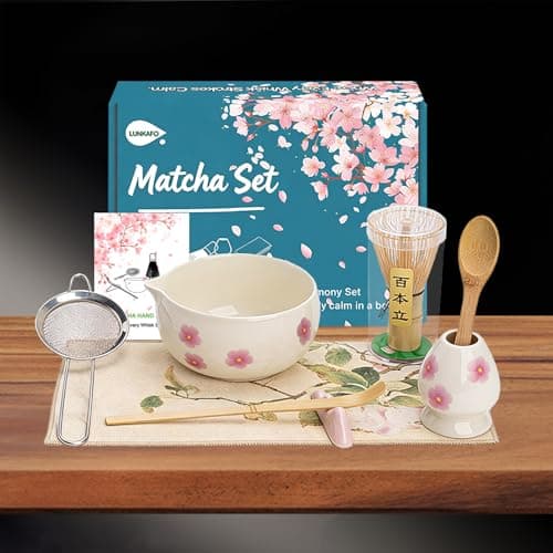 Matcha Set, 8-Piece Ceramic Japanese Matcha Whisk Kit with Bowl, Bamboo Whisk and Holder, Traditional Matcha Making Tools for Beginners and Tea Lovers, Cream White Tea Ceremony Gift Set - Image 1