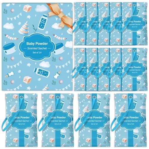 STRN Scented Sachets for Drawer and Closet, Baby Powder Scent Long-Lasting Sachets, 14 Packs for Home Fragrance, Small Space Air Freshener for Wardrobes