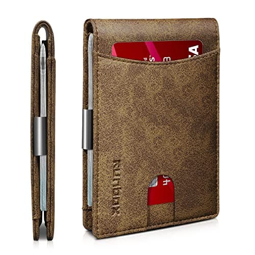 RUNBOX Wallet for Men RFID Blocking 11 Card Holder Minimalist Small Leather Bifold Men's Front Pocket Wallet Gift Box - Image 1