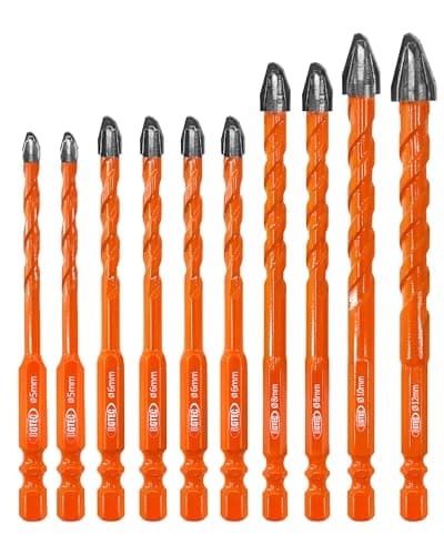 Masonry Drill Bit Set BGTEC - 10PCS 3/16" - 1/2" Carbide Eccentric Drill Bit for Masonry/Brick/Concrete/Tile/Glass/Wood/Plastic/Marble - Image 1