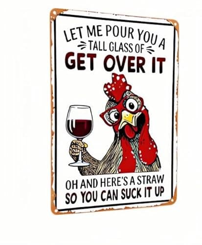 Carastora Funny Chicken Tin Sign – Vintage-Style Metal Sign for Kitchen, Bar, Farm, or Backyard – Rustic Wall Art for Animal Lovers – 8x12 Inch - Image 1