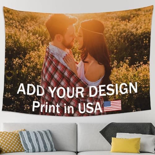 ANSTING Custom Tapestry with Photo, Ships Next Business Day, Print in USA, Personalized Picture Text Wall Hanging Banner Customized Image Background for Bedroom Decor (90x60 In) - Image 1