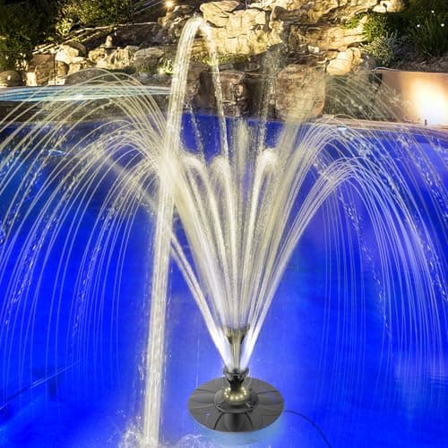 Yzert Small Pond Fountain with 32.8ft Power Cord Adapter, Electric Waterfall Fountain 12 Warm White Lights Outdoor Pool Fountain with Double Tiers - Image 1
