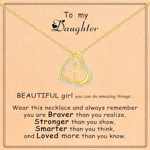 GLEZZA First Communion Gifts for Teens,Cross Necklace for Daughter Baptism First Communion Confirmation Graduation Easter Jewelry Gifts - Image 1