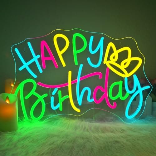 WLHOPE Happy Birthday Neon Sign Led Lights for Party Wall Decor Transparent Acrylic Board Light Signs for Club Children Friends Gift Decoration - Image 1